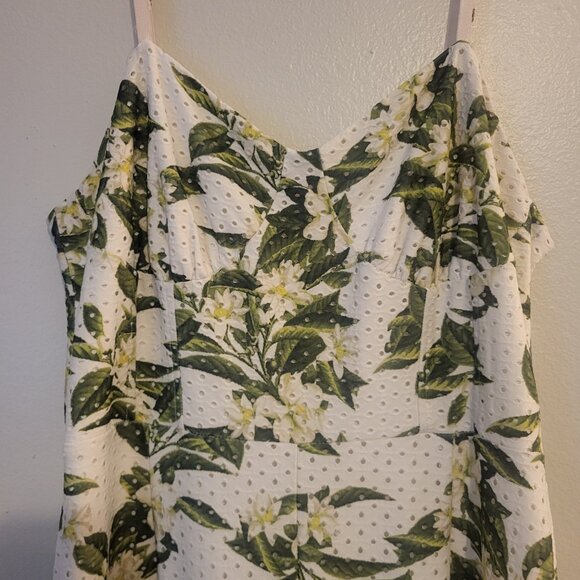 Betsey Johnson Women’s 14 White Green Floral Taylor Corset Jumpsuit Wide Leg - Picture 13 of 14